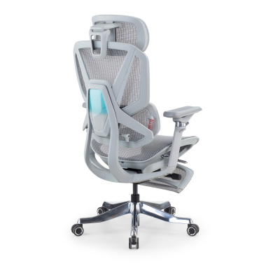 chaise ergonomique blanc gris glide ultra maille accoudoirs reglables 5d soutien lombaire appui tete repose pieds extensible 10