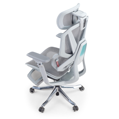 chaise ergonomique blanc gris glide ultra maille accoudoirs reglables 5d soutien lombaire appui tete repose pieds extensible 15