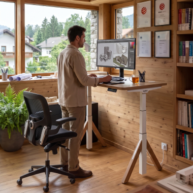 bureau assis debout blanc flax oak erghos nature 6