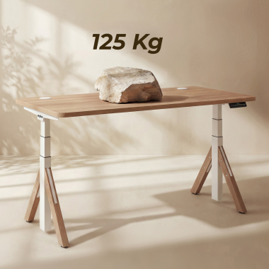 bureau assis debout blanc warm white erghos nature 7