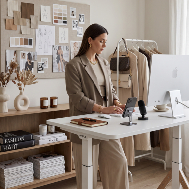 bureau assis debout blanc flax oak erghos nature 9
