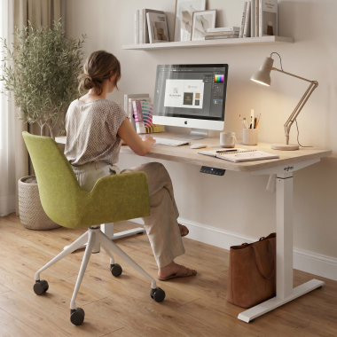 bureau assis debout blanc flax oak erghos go 2