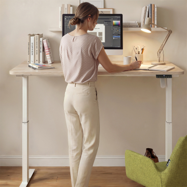 bureau assis debout blanc flax oak erghos go 3