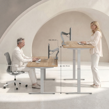 bureau assis debout aluminio flax oak erghos go 6