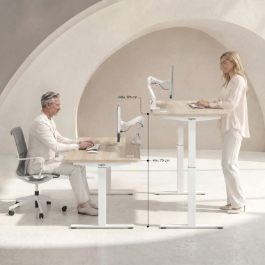 bureau assis debout blanc red oak erghos go 6