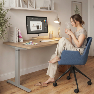 bureau assis debout aluminio warm white erghos go 7