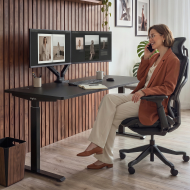 bureau assis debout noir flax oak erghos go 8