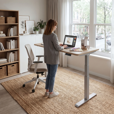 bureau assis debout aluminio flax oak erghos pro 2