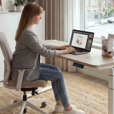 bureau assis debout blanc red oak erghos pro 3
