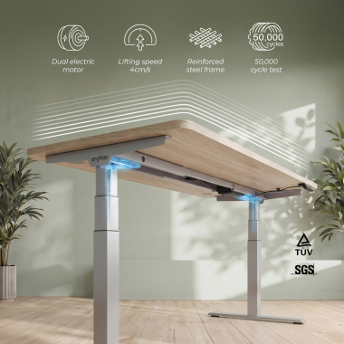 bureau assis debout aluminio flax oak erghos pro 4