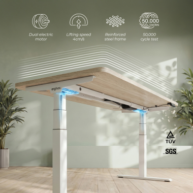 bureau assis debout blanc flax oak erghos pro 4