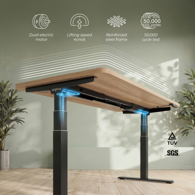 bureau assis debout noir flax oak erghos pro 4