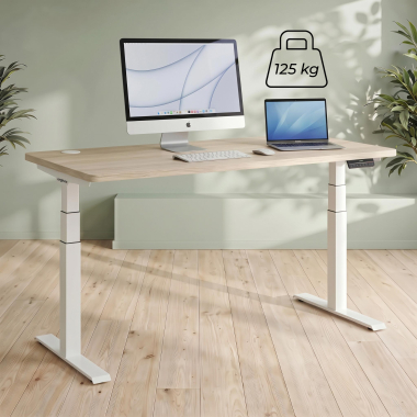 bureau assis debout blanc flax oak erghos pro 6