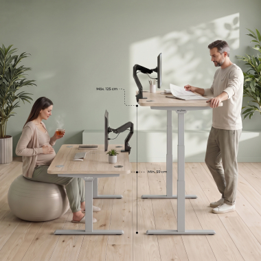 bureau assis debout aluminio flax oak erghos pro 7