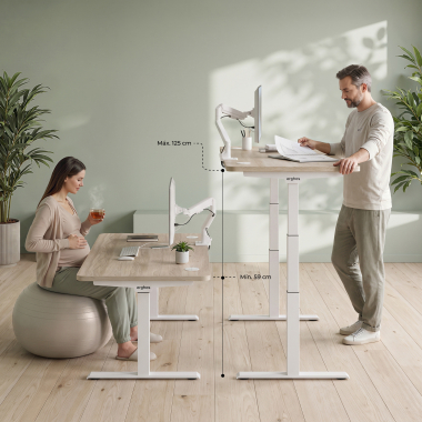 bureau assis debout blanc flax oak erghos pro 7
