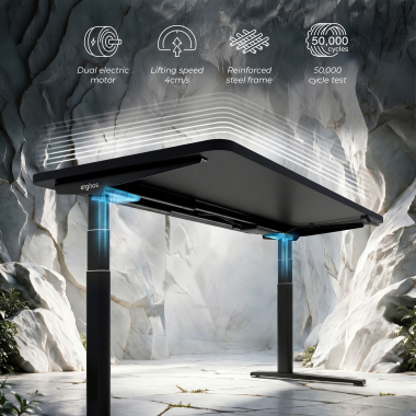 bureau assis debout noir pure black erghos icon 6