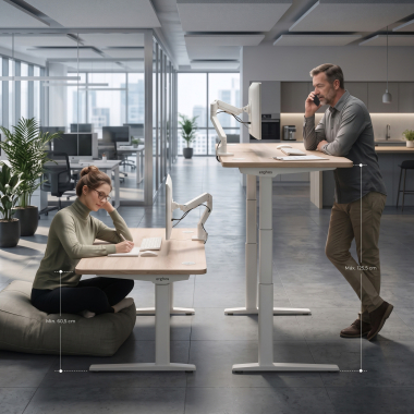bureau assis debout blanc pure black erghos icon 8