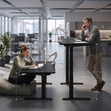 bureau assis debout noir pure black erghos icon 8
