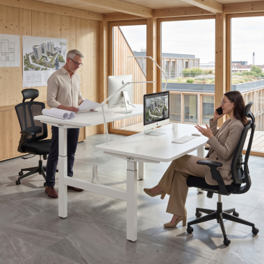 bureau assis debout blanc red oak erghos go 2