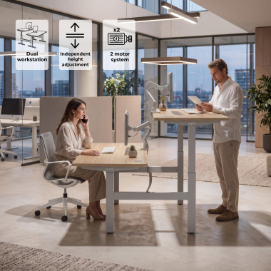 bureau assis debout aluminio pure black erghos go 3