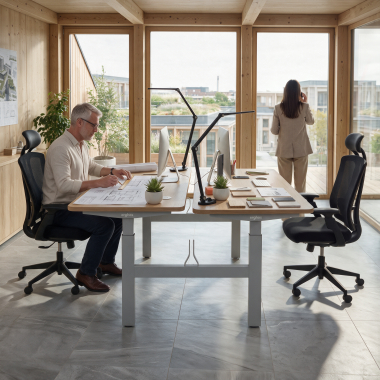 bureau assis debout aluminio flax oak erghos go 8