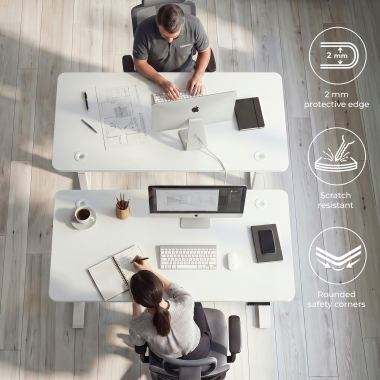 bureau assis debout blanc warm white erghos pro 4