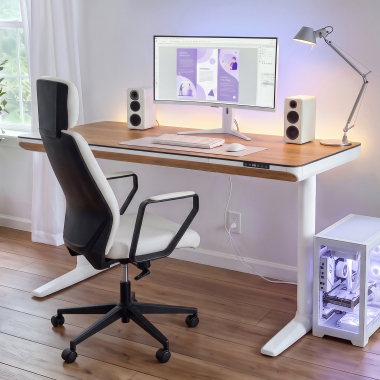 bureau assis debout blanc light walnut nolan 18
