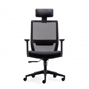 chaise pivotante noir avec appui tete maille accoudoirs mobiles soutien lombaire appui tete 3