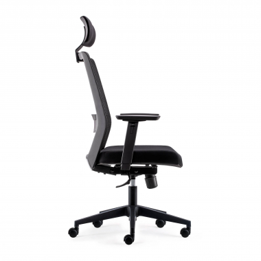 chaise pivotante noir avec appui tete maille accoudoirs mobiles soutien lombaire appui tete 4