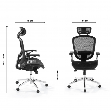 chaise de bureau noir flex maille accoudoirs mobiles soutien lombaire appui tete 9
