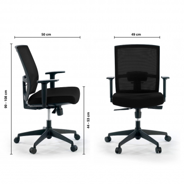 chaise ergonomique noir structure noire maille accoudoirs reglables 1d soutien lombaire 9
