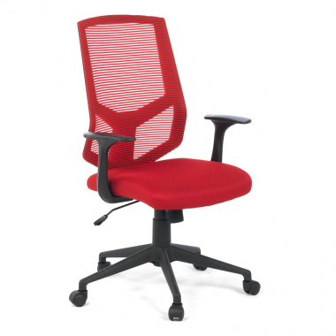 chaise pivotante rouge archer maille accoudoirs fixes soutien lombaire 1