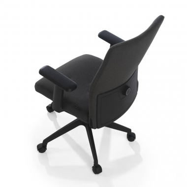 chaise pivotante noir kobe tissu accoudoirs fixes soutien lombaire 6