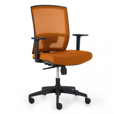 chaise ergonomique orange structure noire maille accoudoirs reglables 1d soutien lombaire 1