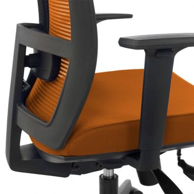 chaise ergonomique orange structure noire maille accoudoirs reglables 1d soutien lombaire 6