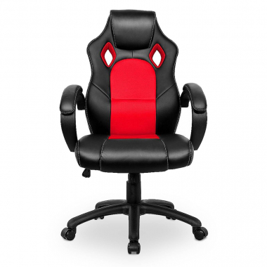 chaise gaming rouge racer simil cuir accoudoirs fixes 3