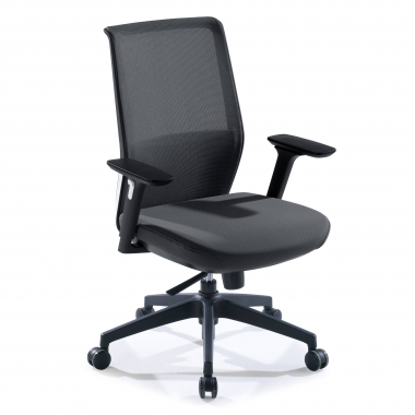chaise de bureau noir rouge structure grise maille accoudoirs reglables 3d 1