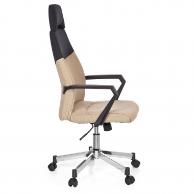 chaise de bureau marron dosseret haut tissu accoudoirs fixes appui tete 4