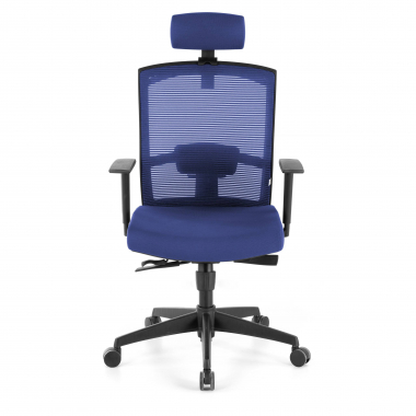 chaise ergonomique bleu structure noire appui tete maille accoudoirs reglables 1d soutien lombaire appui tete 4