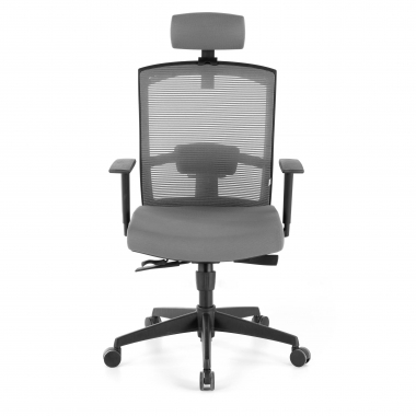chaise ergonomique gris structure noire appui tete maille accoudoirs reglables 1d soutien lombaire appui tete 4