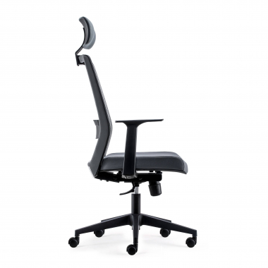 chaise pivotante gris avec appui tete maille accoudoirs mobiles soutien lombaire appui tete 4