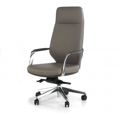 fauteuil de bureau gris dossier haut bicolore simil cuir accoudoirs rembourres 8