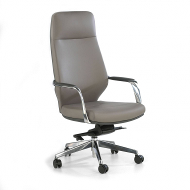 fauteuil de bureau gris dossier haut bicolore simil cuir accoudoirs rembourres 1