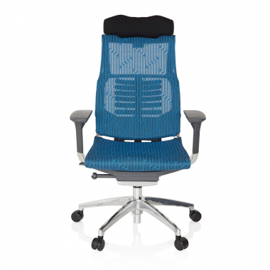 chaise de bureau pas cher bleu structure noire maille accoudoirs reglables 4d soutien lombaire appui tete 5