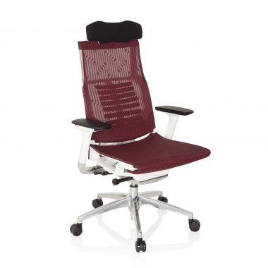 chaise de bureau pas cher blanc rouge structure blanche maille accoudoirs reglables 4d soutien lombaire appui tete 1