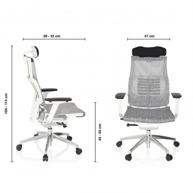 chaise de bureau pas cher blanc bleu structure blanche maille accoudoirs reglables 4d soutien lombaire appui tete 11