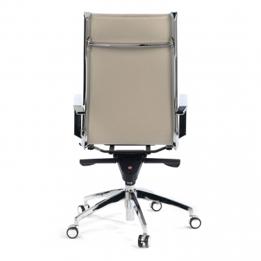 chaise de bureau beige structure chromee similicuir simil cuir accoudoirs fixes 7