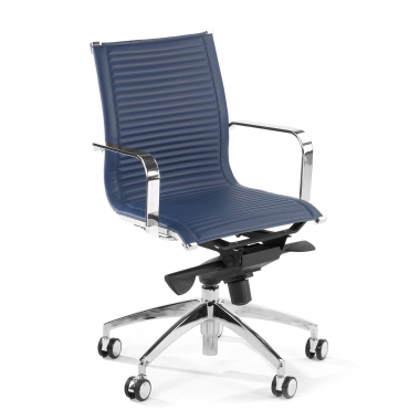 fauteuil de bureau bleu structure chromee similicuir simil cuir accoudoirs fixes 1