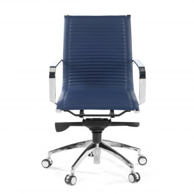 fauteuil de bureau bleu structure chromee similicuir simil cuir accoudoirs fixes 2