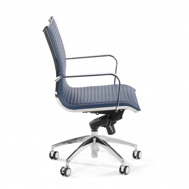 fauteuil de bureau bleu structure chromee similicuir simil cuir accoudoirs fixes 3